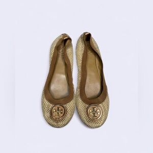 Tory Burch Woven Tan and Brown Flats